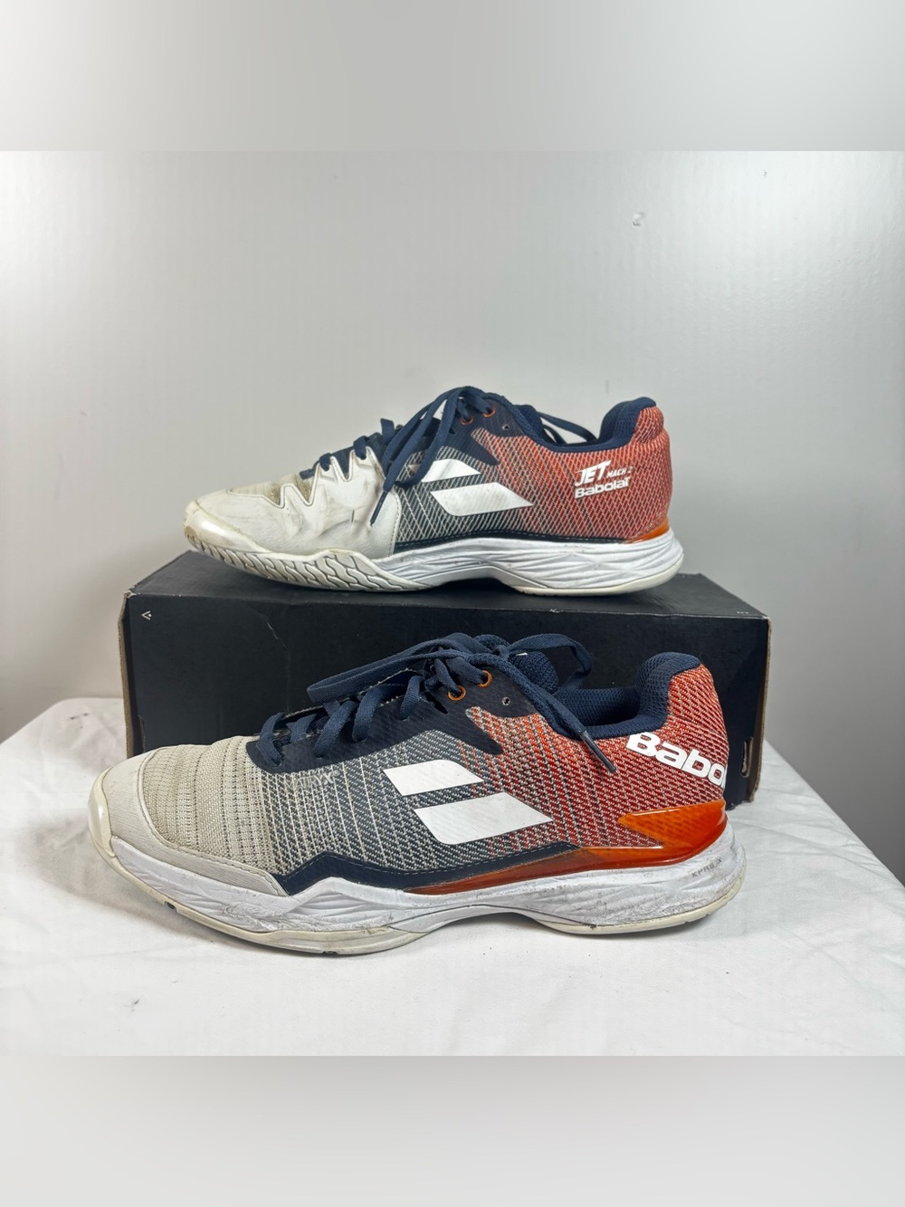 Babolat Jet Mach II Men's Tennis Shoes White/Pureed Pumpkin Size 8.5 Width D - M